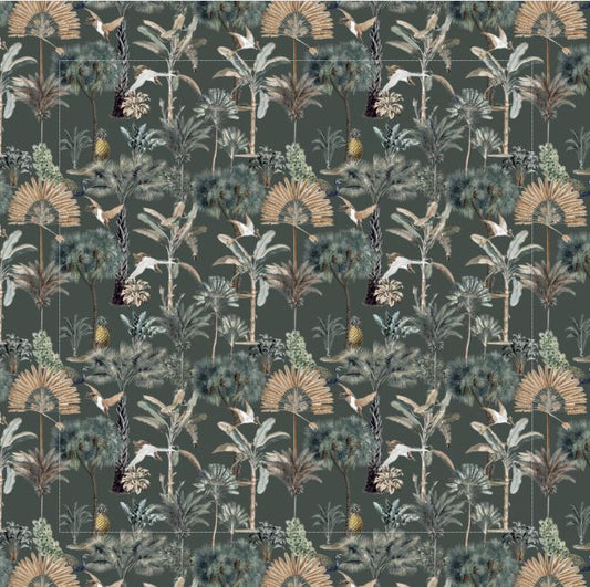 Exotic Palm and Peacock Tablecloth - Emerald Green