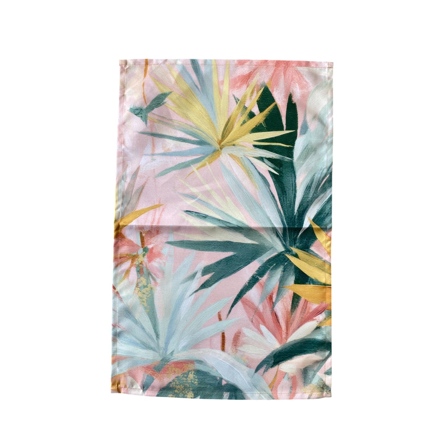 Summer Haze Palm Leaf Tea Towel - Muted Pastels
