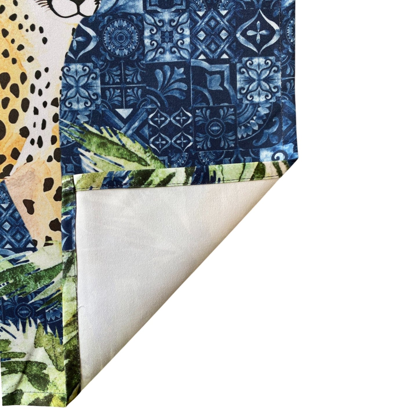 Jungle Coast Cheetah Palm Tea Towel - Navy Blue