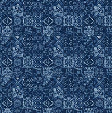 Jungle Coast Mediterranean Tiles Tablecloth - Navy Blue