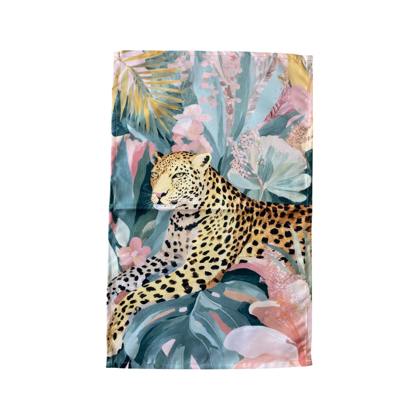 Summer Haze Cheetah Jungle Tea Towel - Muted Pastels