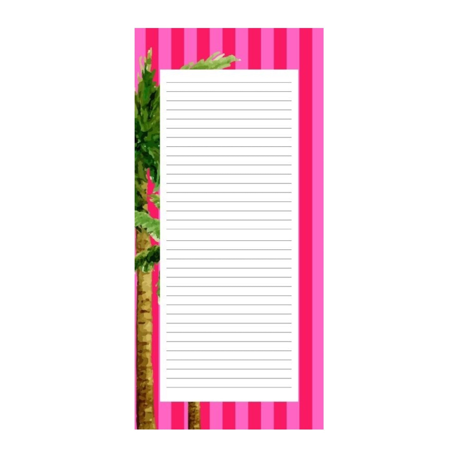Magnetic Notepad Cabana Stripe Palm Note - Hot Pink
