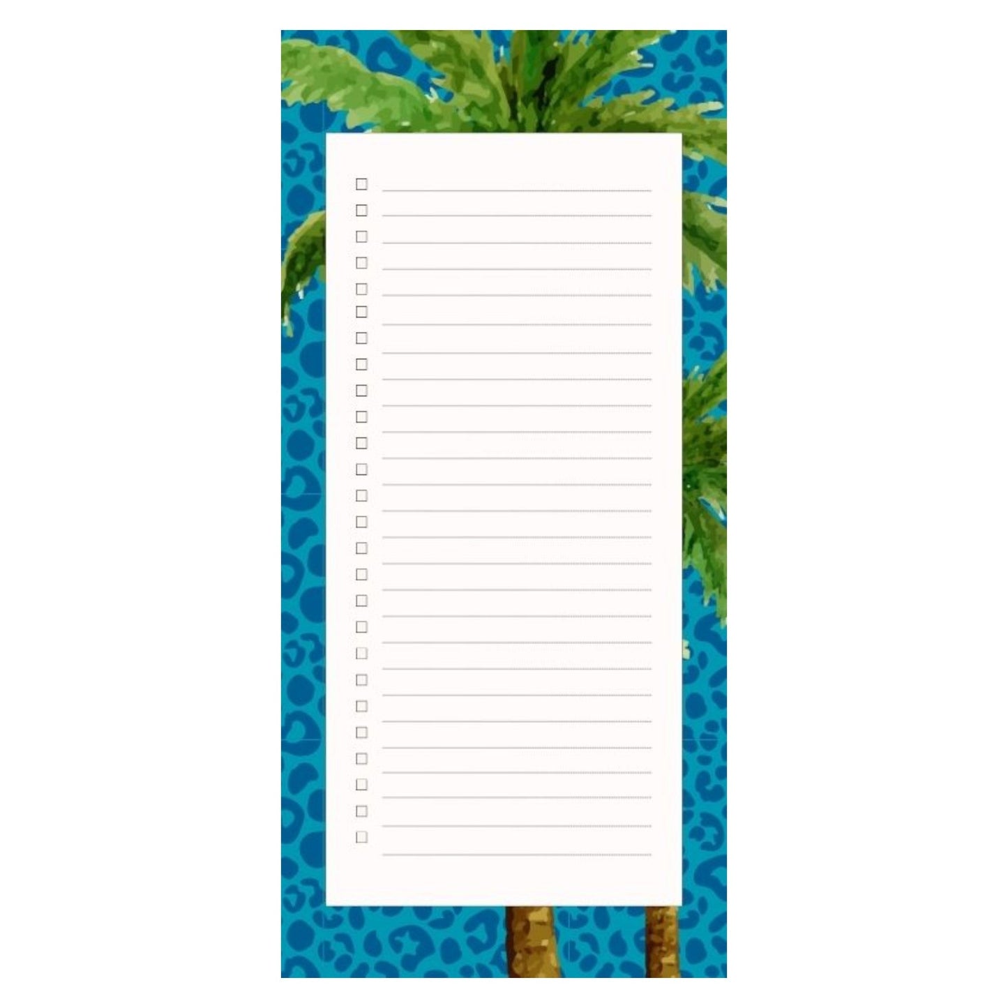 Magnetic Notepad Blue Leopard Print Palm Tree to do - Blue