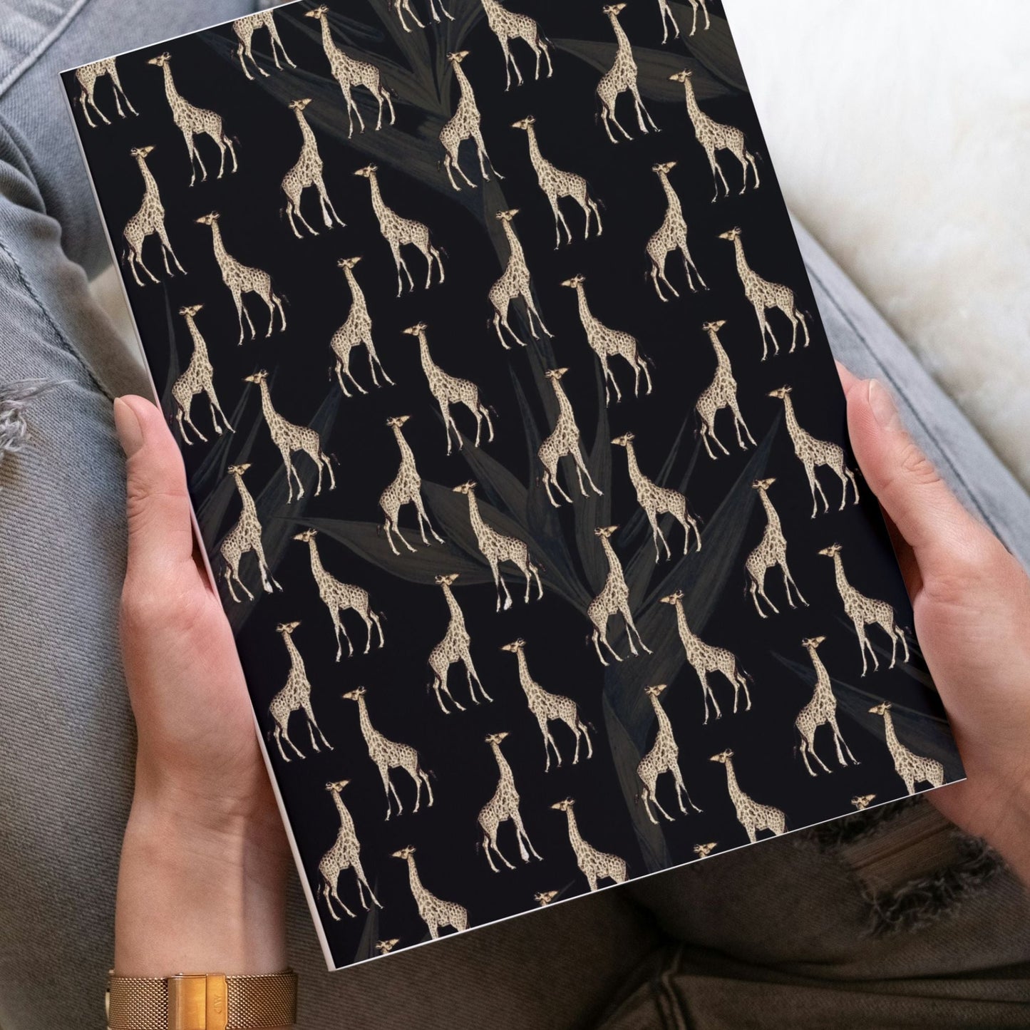 Notebook Safari Luxe Giraffe Pattern - Black