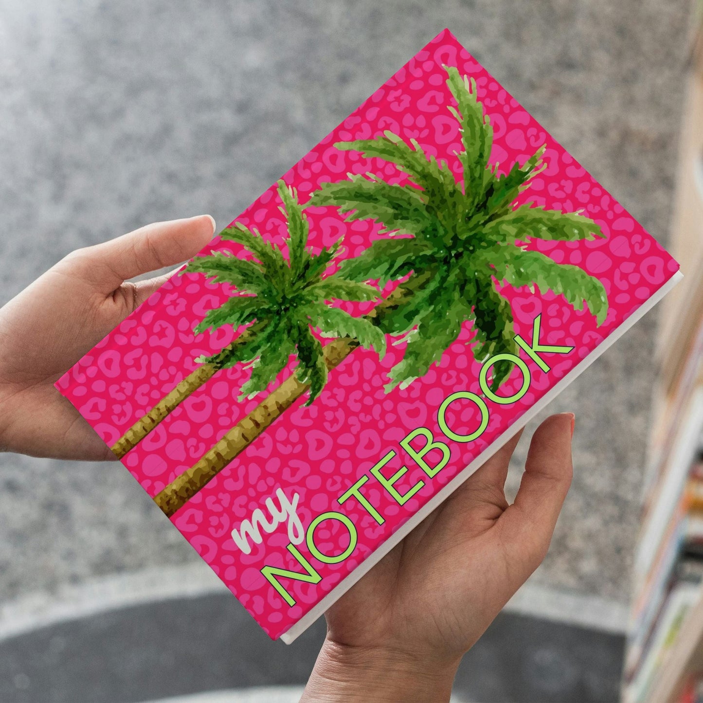 Notebook Hot Pink Leopard Palm - Hot Pink