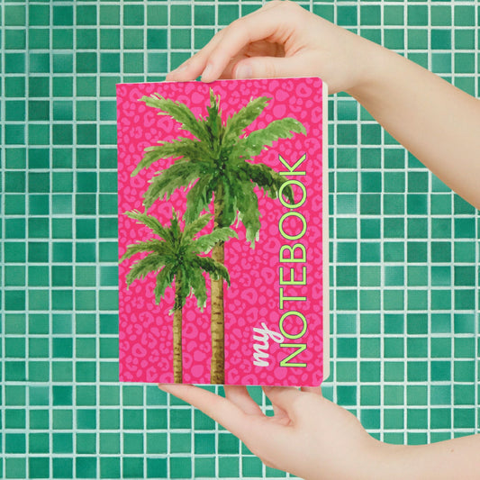Notebook Hot Pink Leopard Palm - Hot Pink