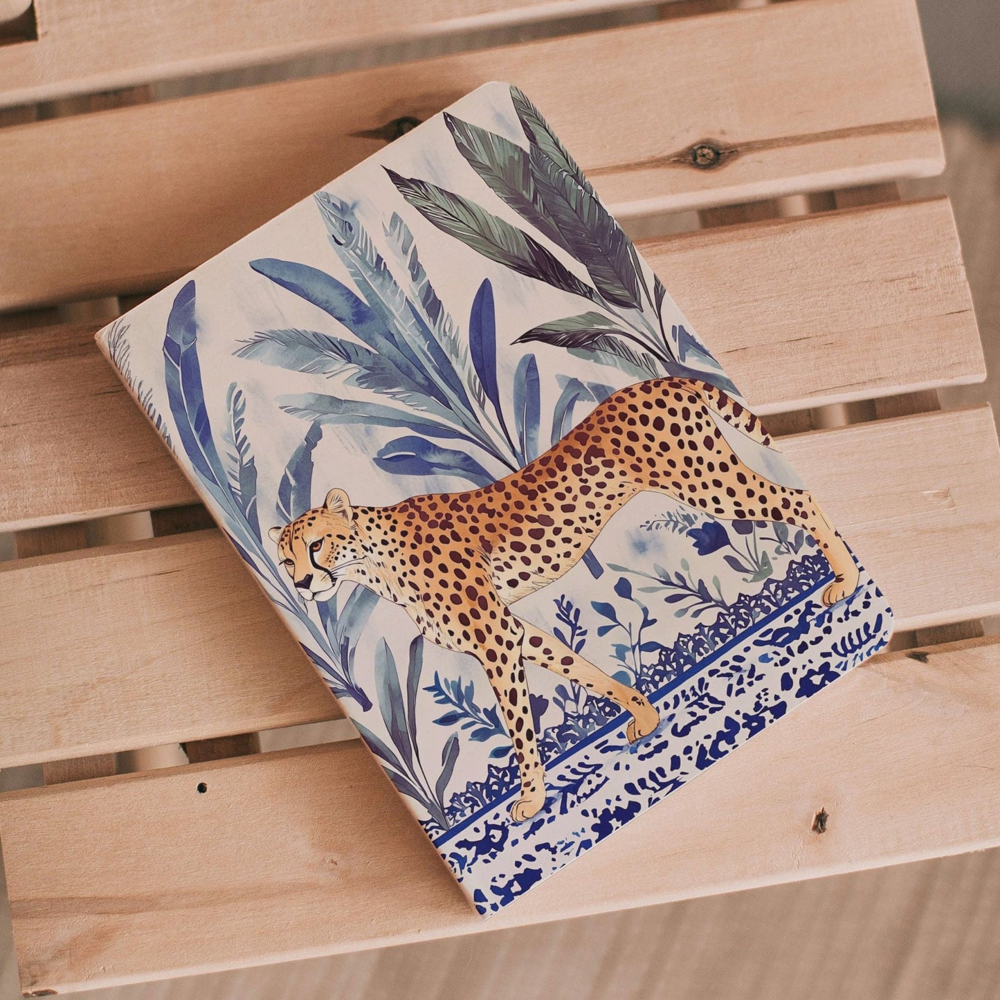 Notebook Jungle Coast Cheetah Walking - Navy Blue