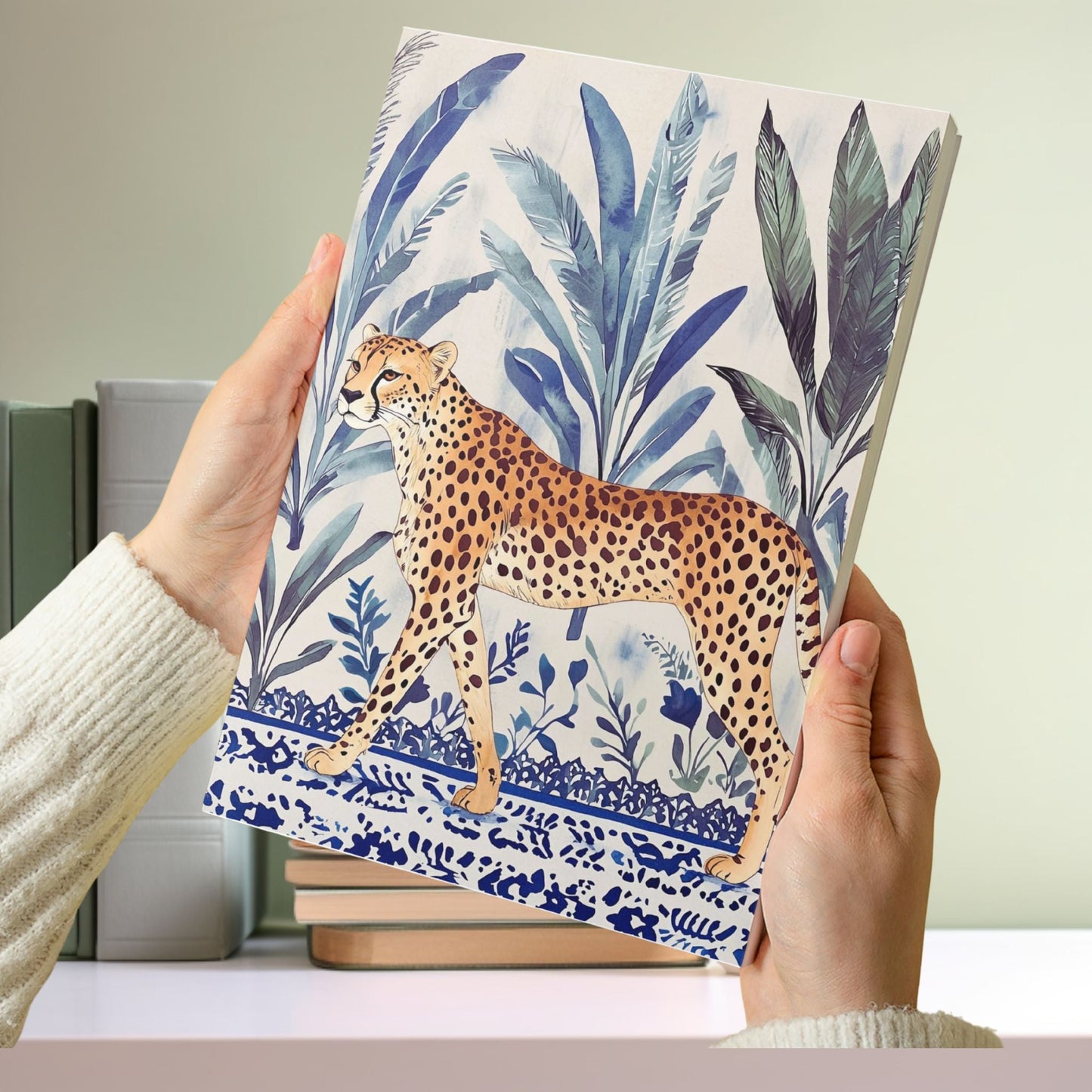 Notebook Jungle Coast Cheetah Walking - Navy Blue