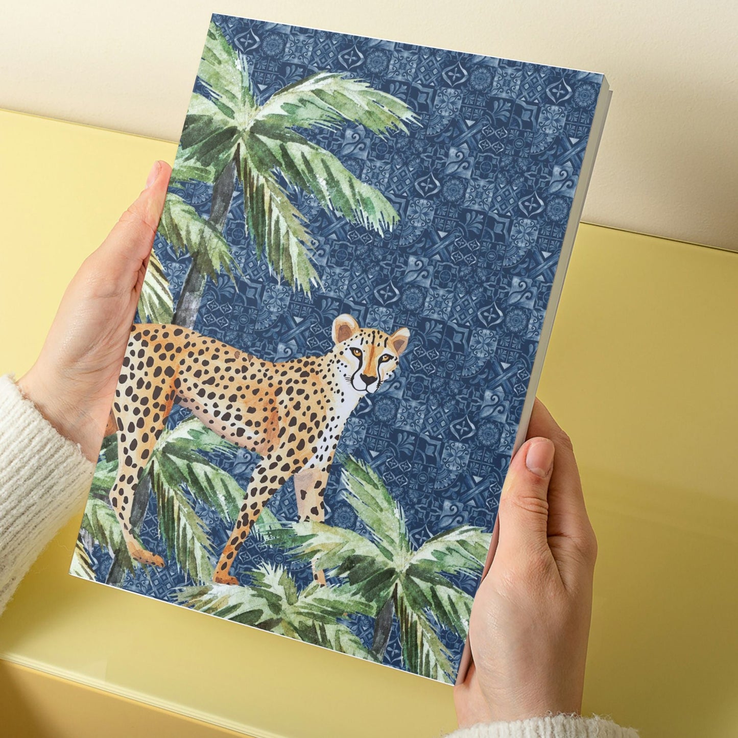 Notebook Jungle Coast Cheetah Palm - Navy Blue