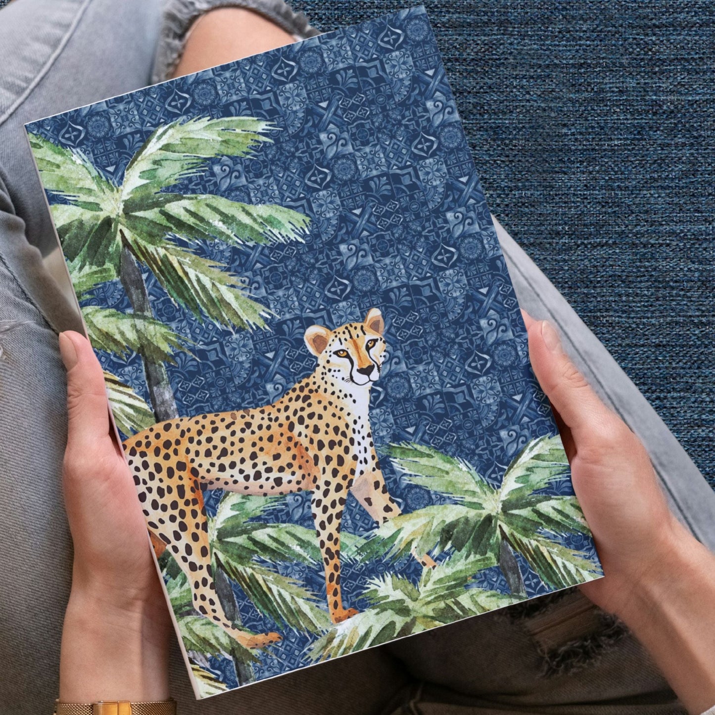 Notebook Jungle Coast Cheetah Palm - Navy Blue