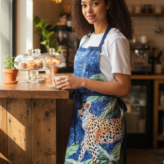 Jungle Coast Cheetah Palm Apron - Navy Blue