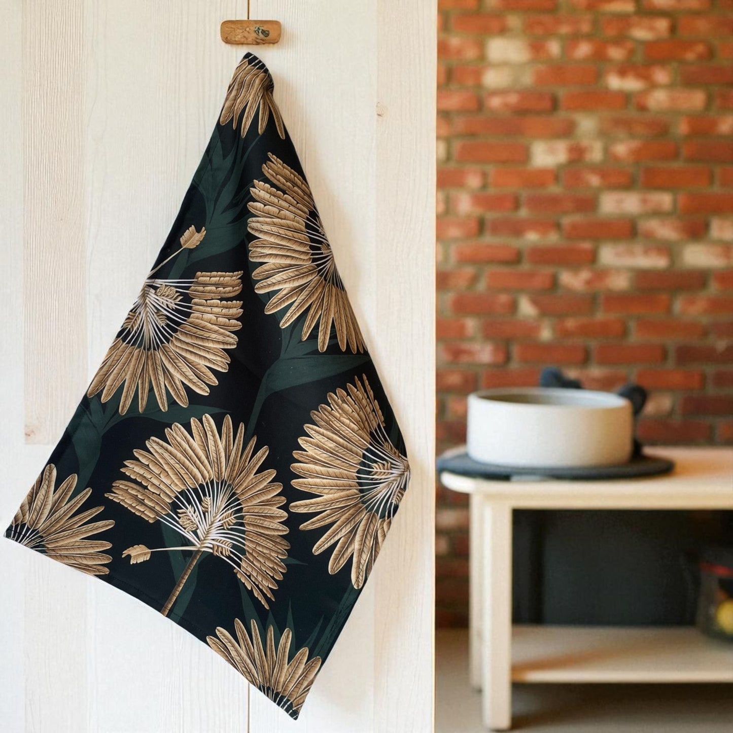 Safari Luxe Palm Grove Tea Towel - Dark Golden