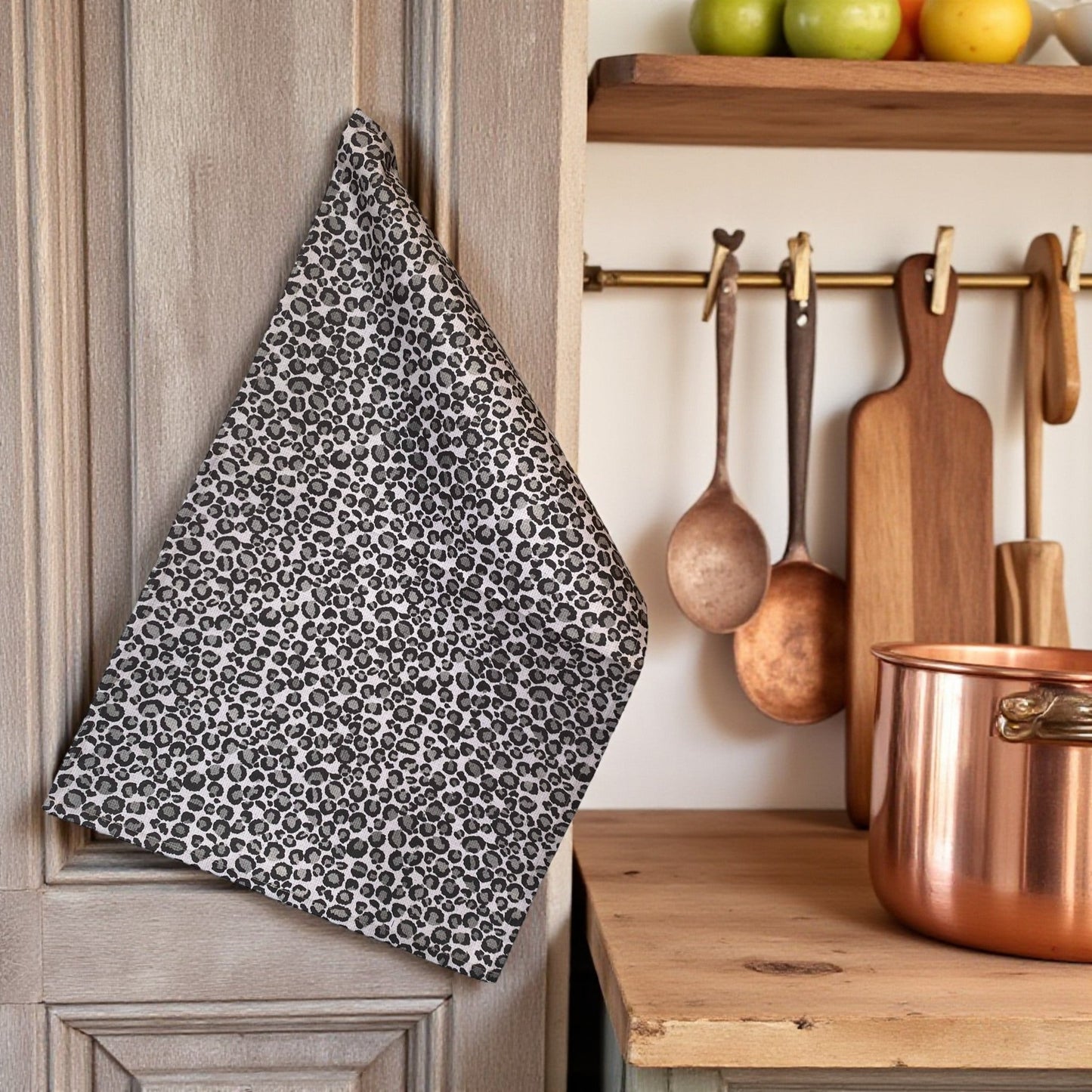 Safari Luxe Textured Leopard Print Tea Towel - Natural