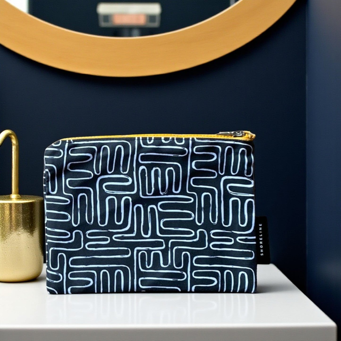 Safari Luxe Abstract Geometic Cosmetic Bag - Black