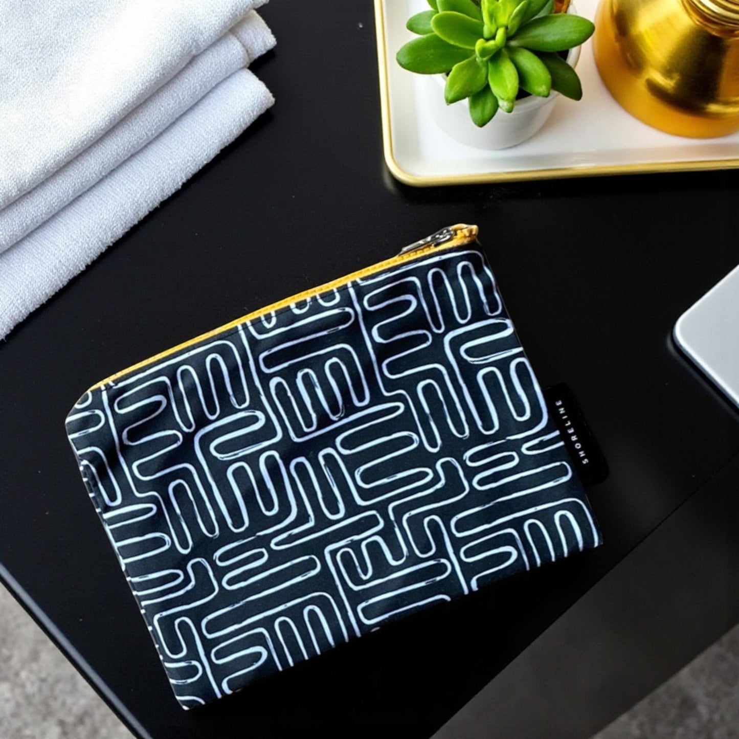 Safari Luxe Abstract Geometic Cosmetic Bag - Black