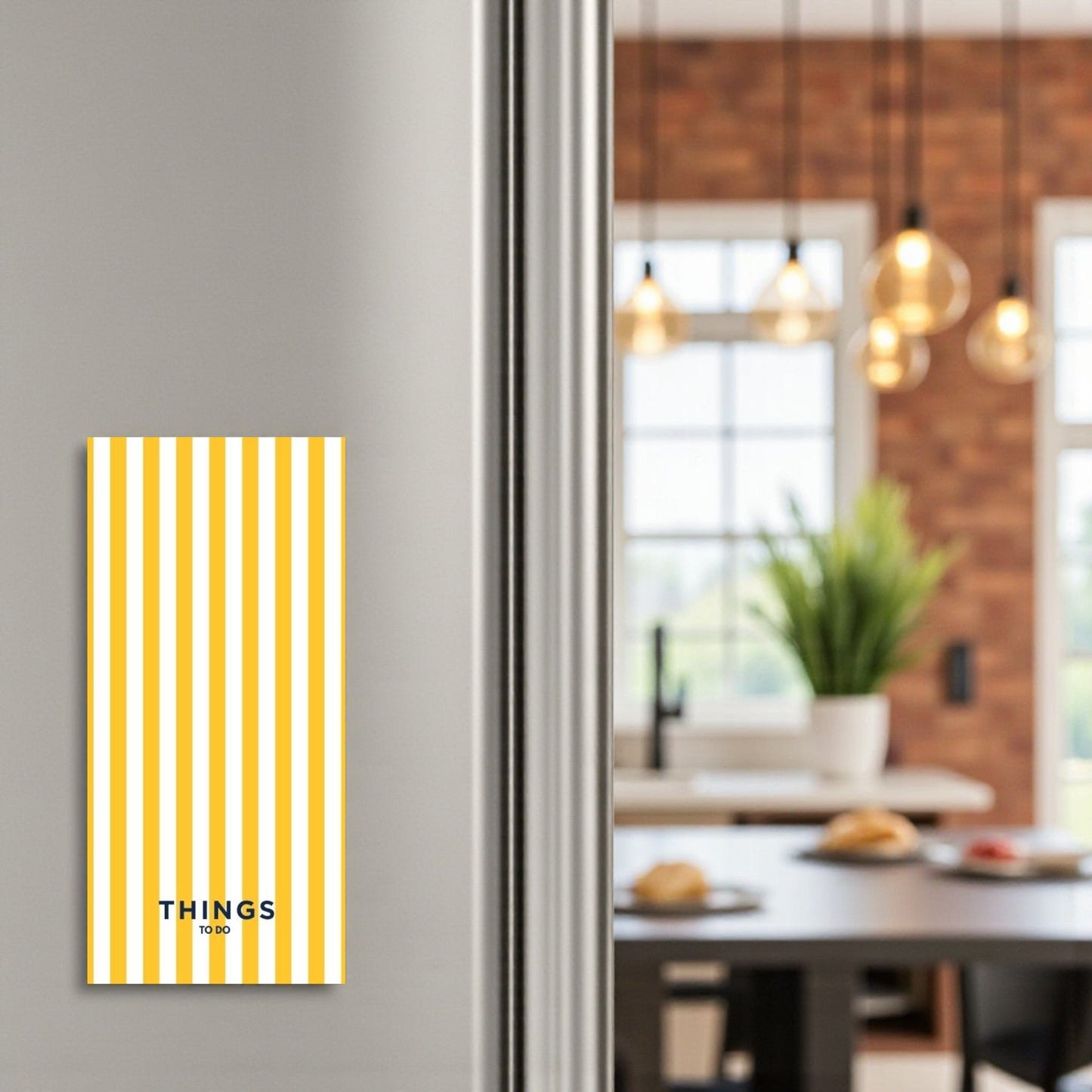 Magnetic Notepad Shoreline Cabana Stripe Things To Do - Yellow