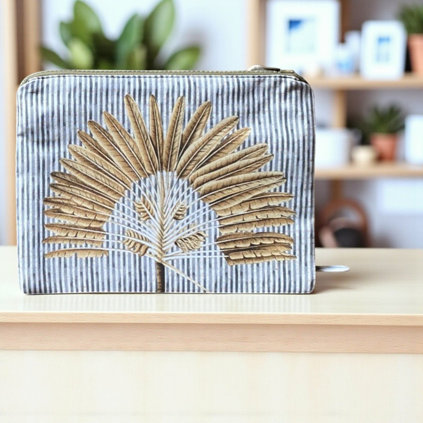 Palm Grove Cosmetic Pouch - Natural Stripe
