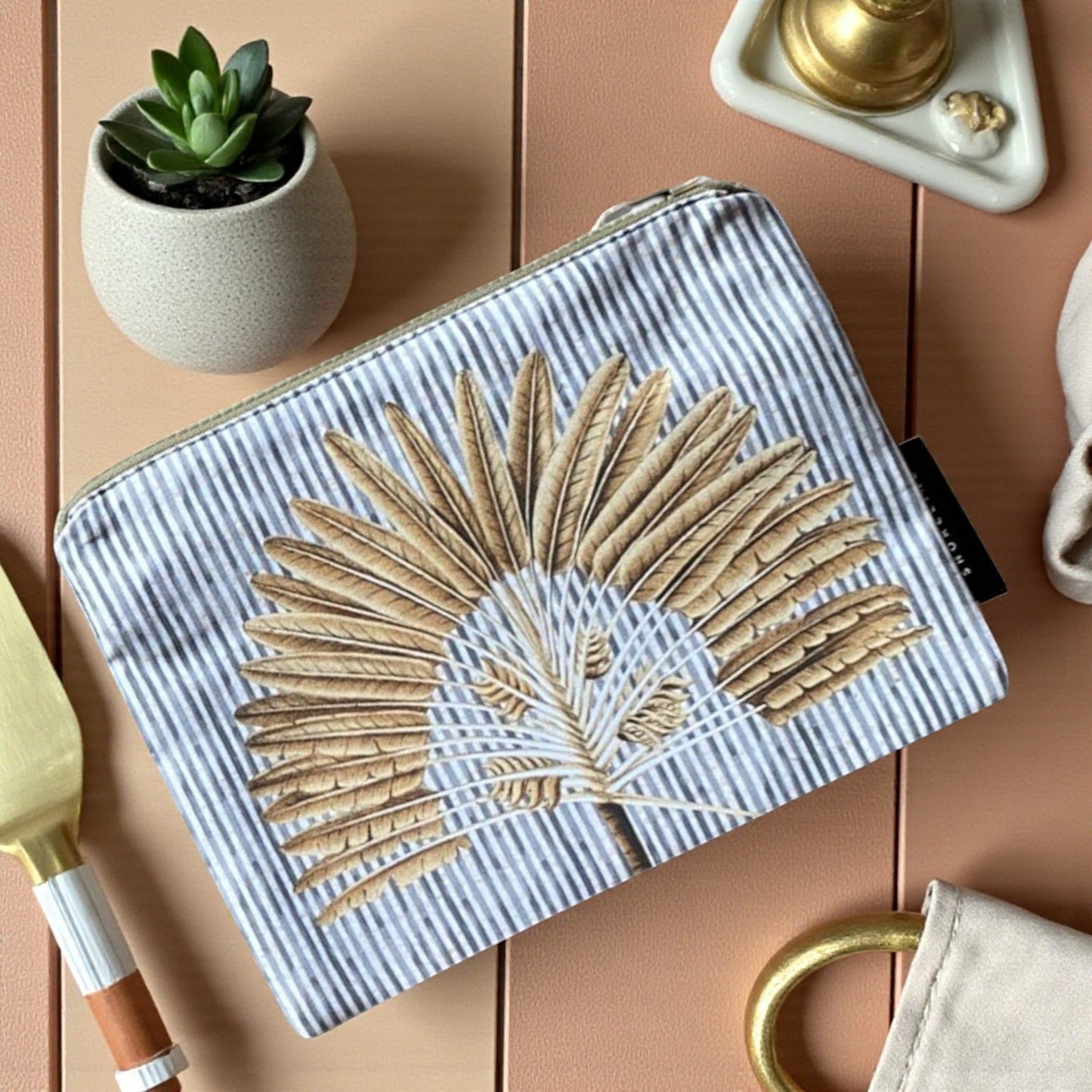 Palm Grove Cosmetic Pouch - Natural Stripe
