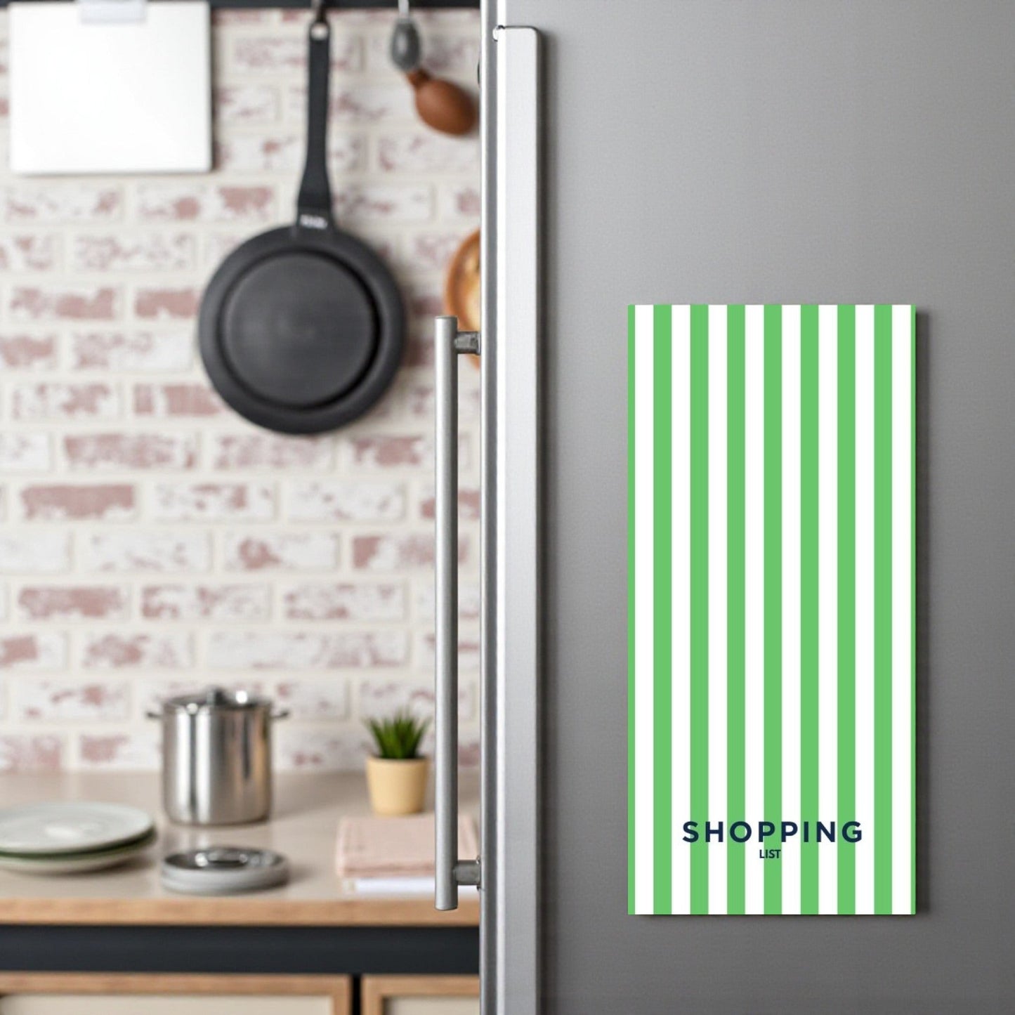Magnetic Notepad Shoreline Cabana Stripe Shopping List - Green