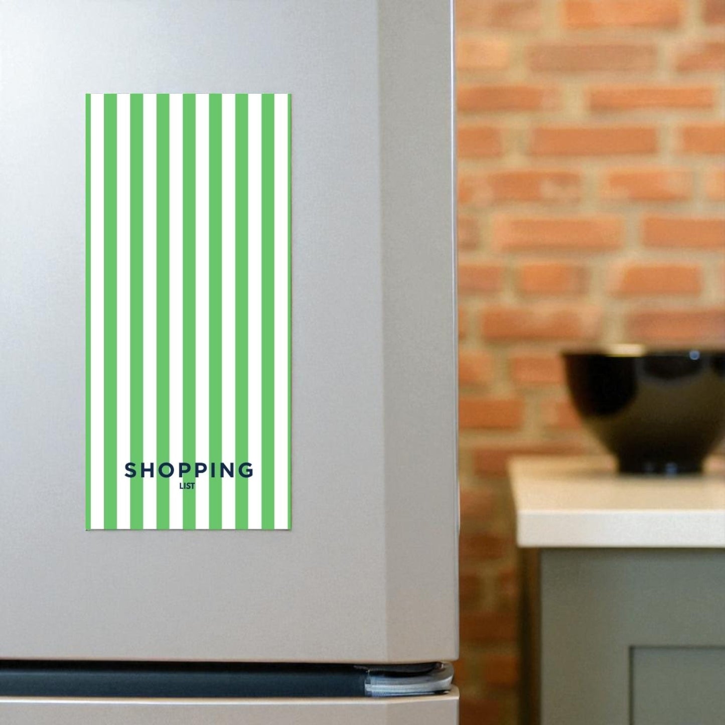 Magnetic Notepad Shoreline Cabana Stripe Shopping List - Green