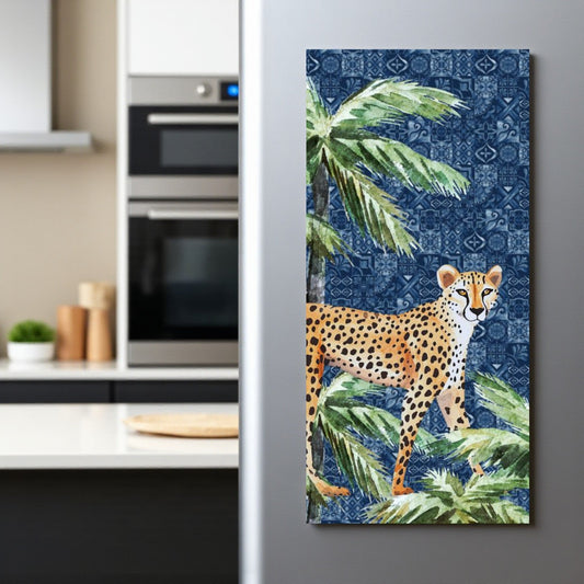 Magnetic Notepad Jungle Coast Cheetah Palm - Navy Blue