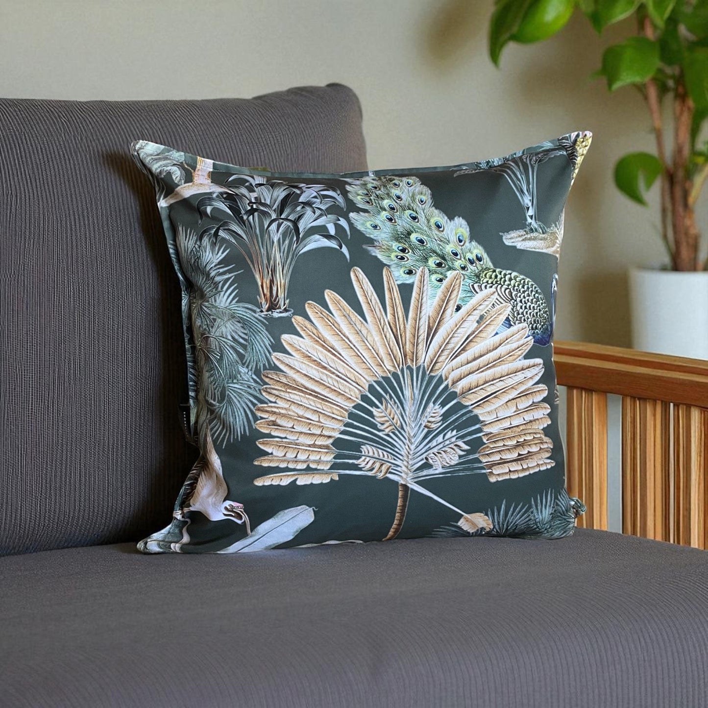 Exotic Palm Cushion Cover - Emerald Green