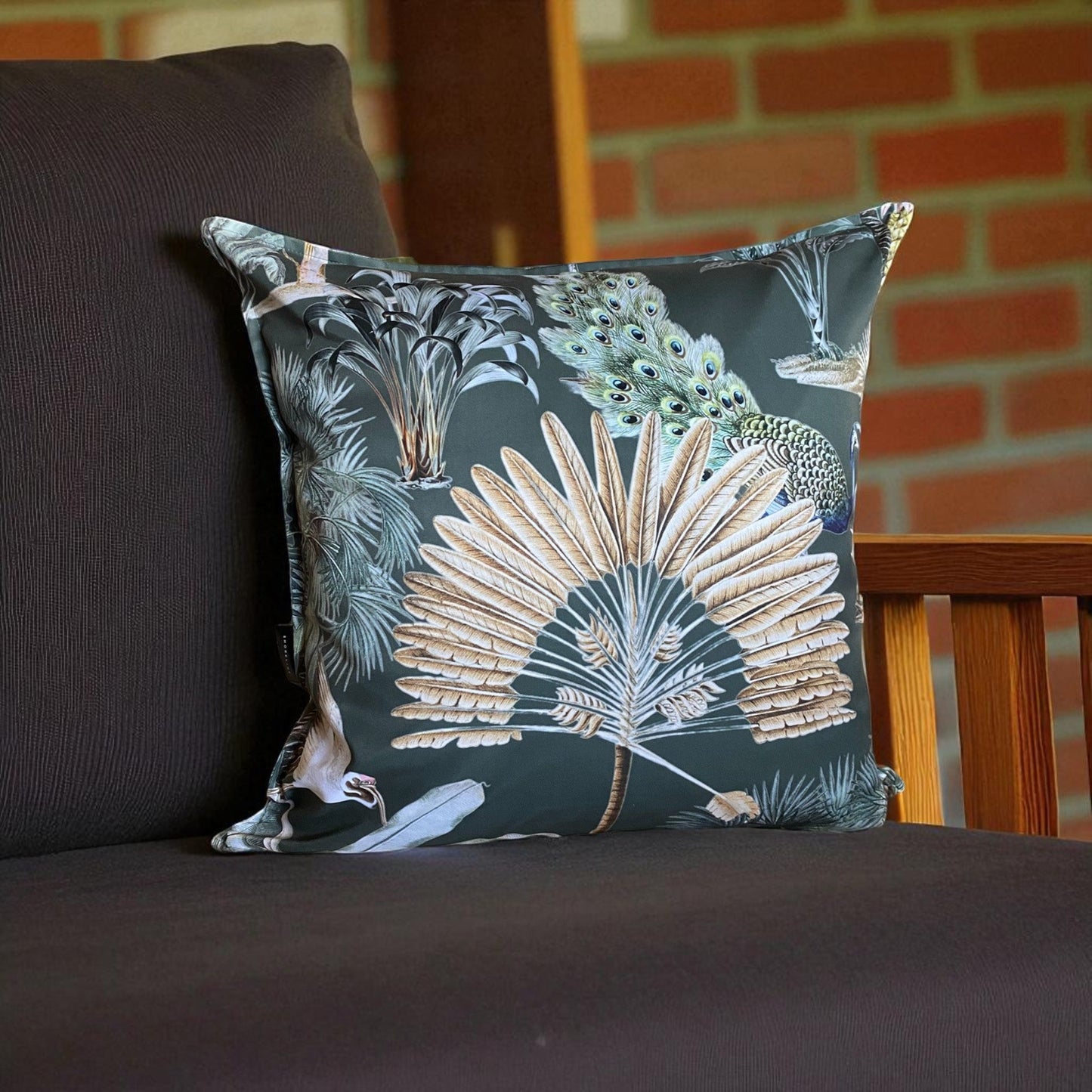 Exotic Palm Cushion Cover - Emerald Green