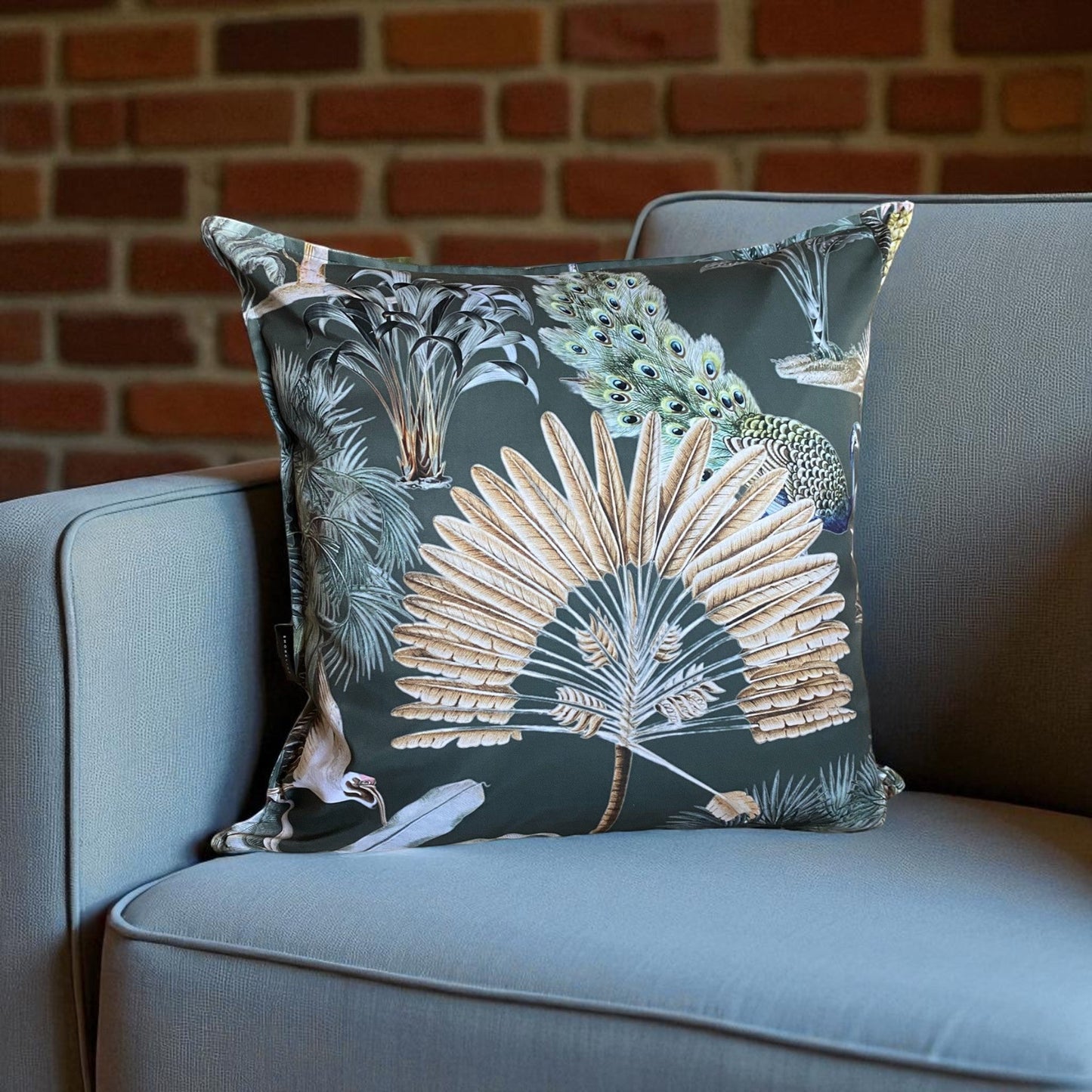 Exotic Palm Cushion Cover - Emerald Green