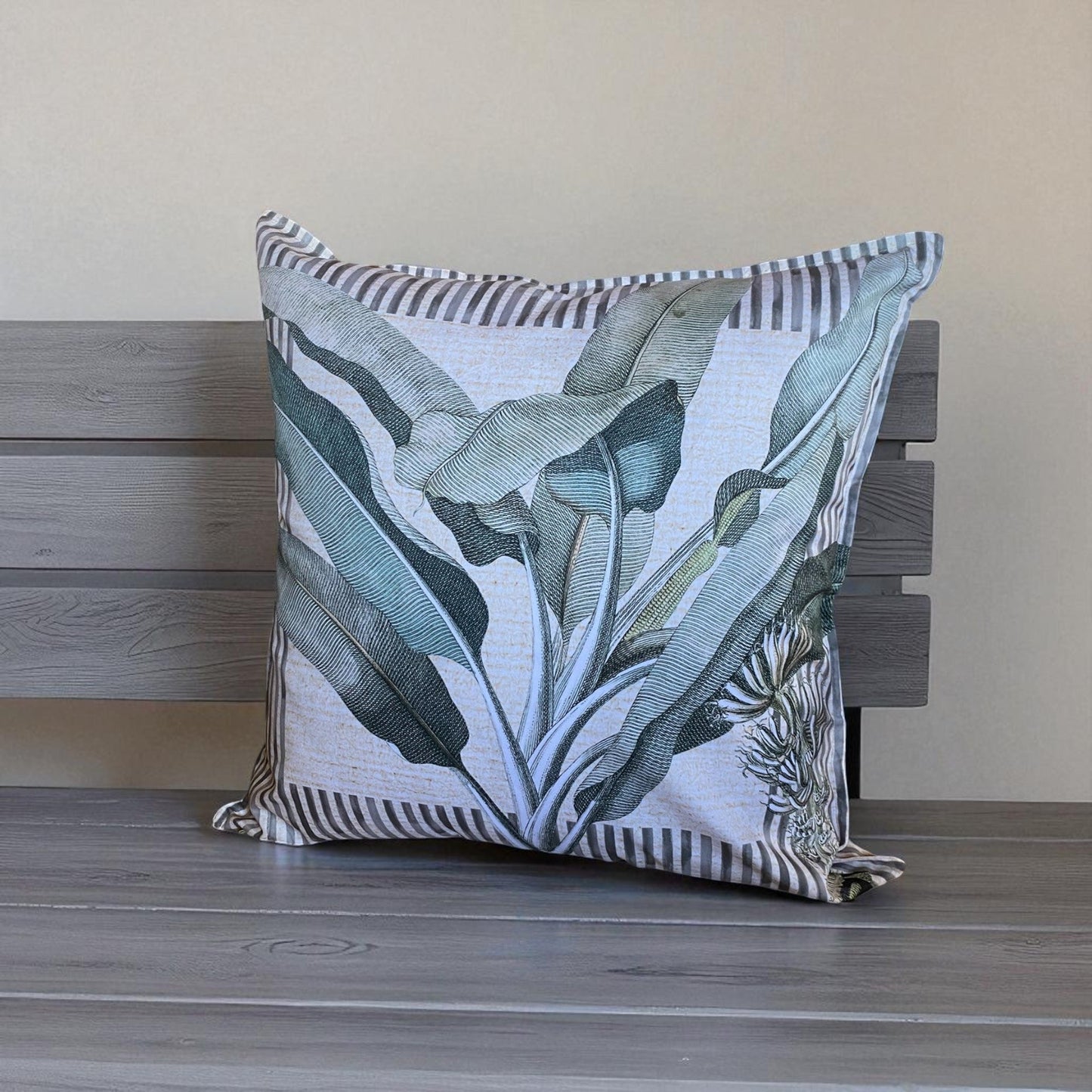 Exotic Banana Palm Cushion Cover - Natural Stripe