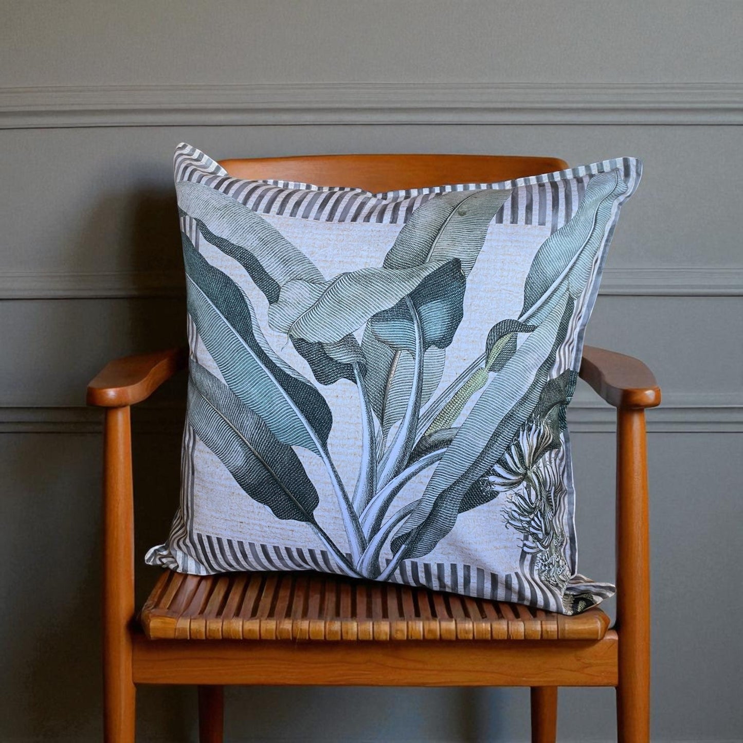 Exotic Banana Palm Cushion Cover - Natural Stripe