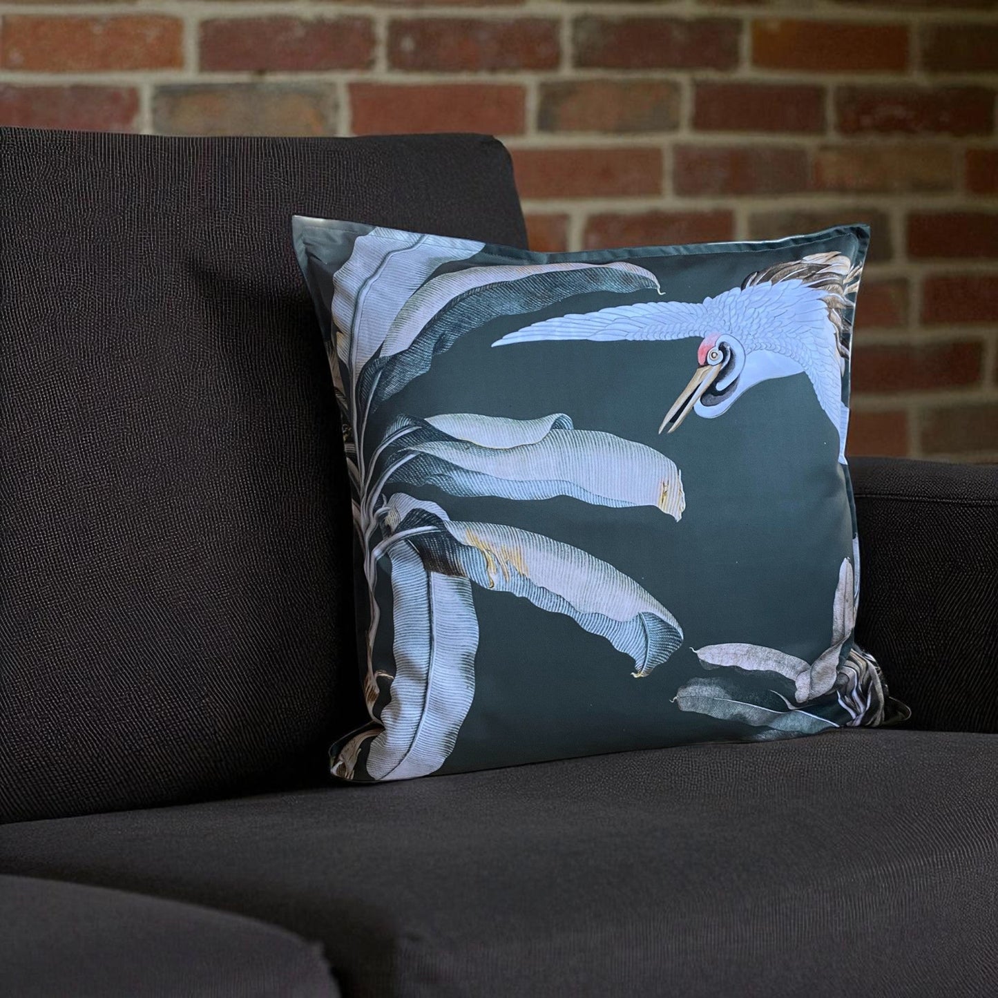 Exotic Banana Palm & Bird Cushion Cover -  Emerald Green