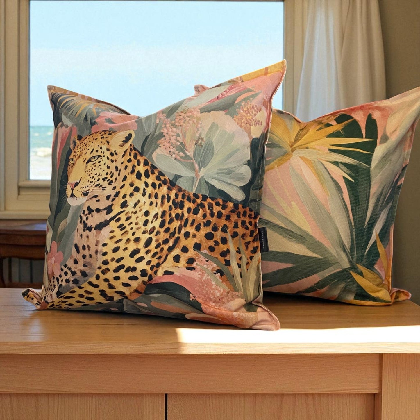 Summer Haze Cheetah Jungle Cushion Cover - Muted Pastel
