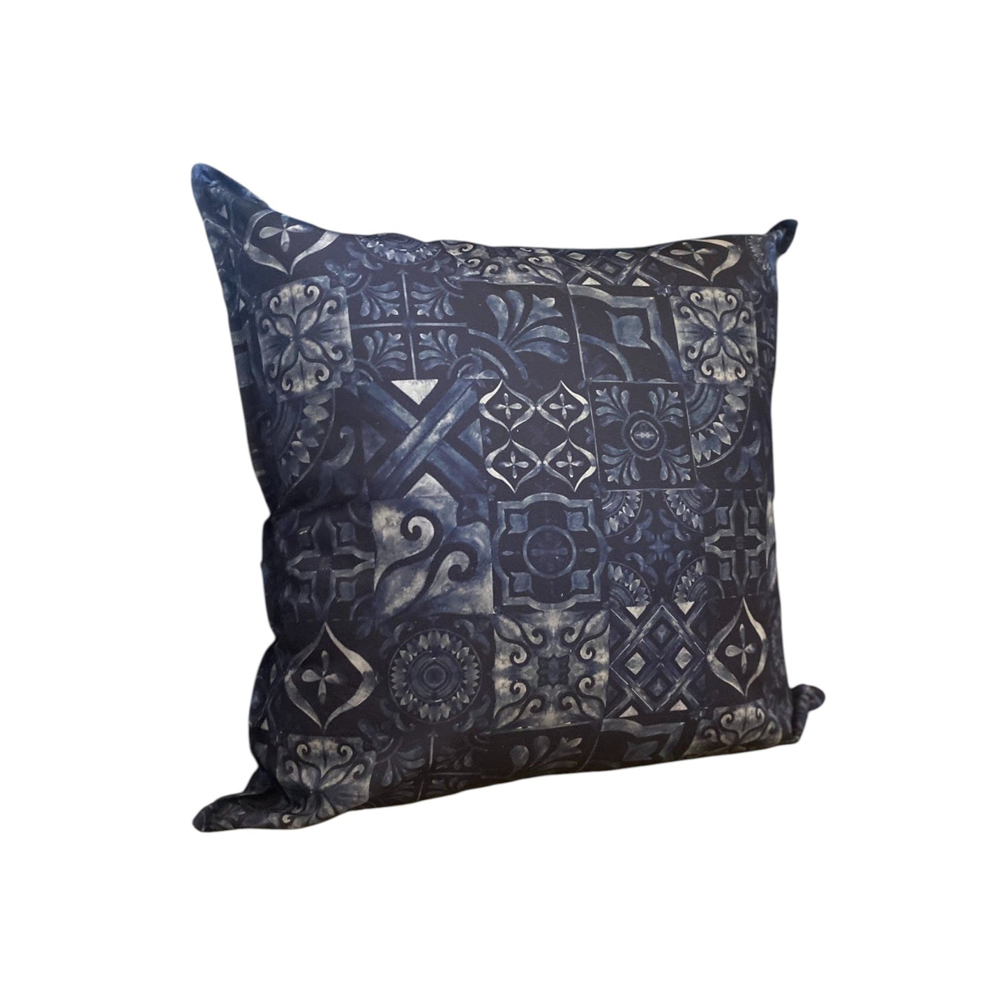 Jungle Coast Meditterean Tiles Cushion Cover - Navy Blue