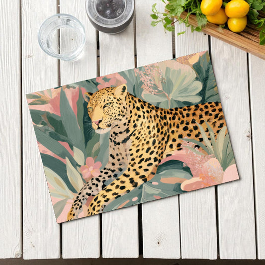 Summer Haze Cheetah Jungle Paper Disposable Placemat - Muted Pastels