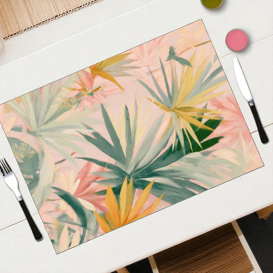 Summer Haze Palm Leaf Paper Disposable Placemat - Muted Pastels