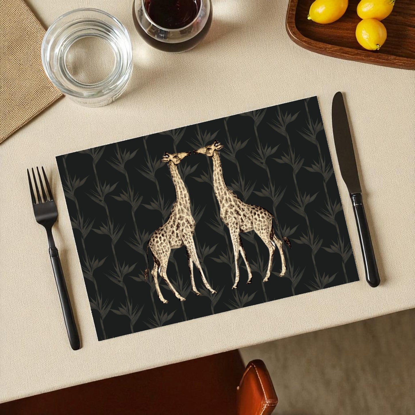 Safari Luxe Pair Disposable Paper Placemat - Black