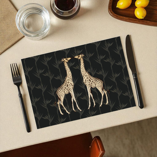 Safari Luxe Pair Disposable Paper Placemat - Black