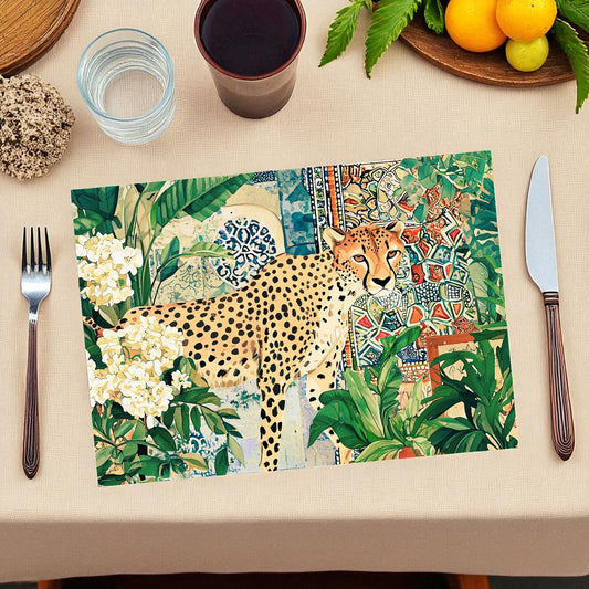 Jungle Coast Cheetah Botanicals Paper Disposable Placemat - Navy Blue