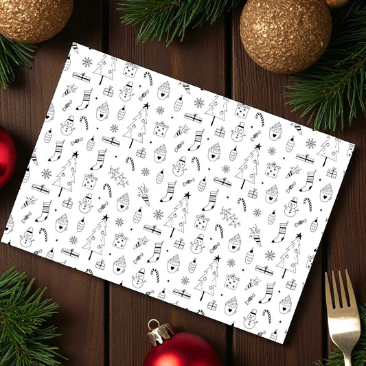Christmas Colour In Disposable Paper Placemat - White