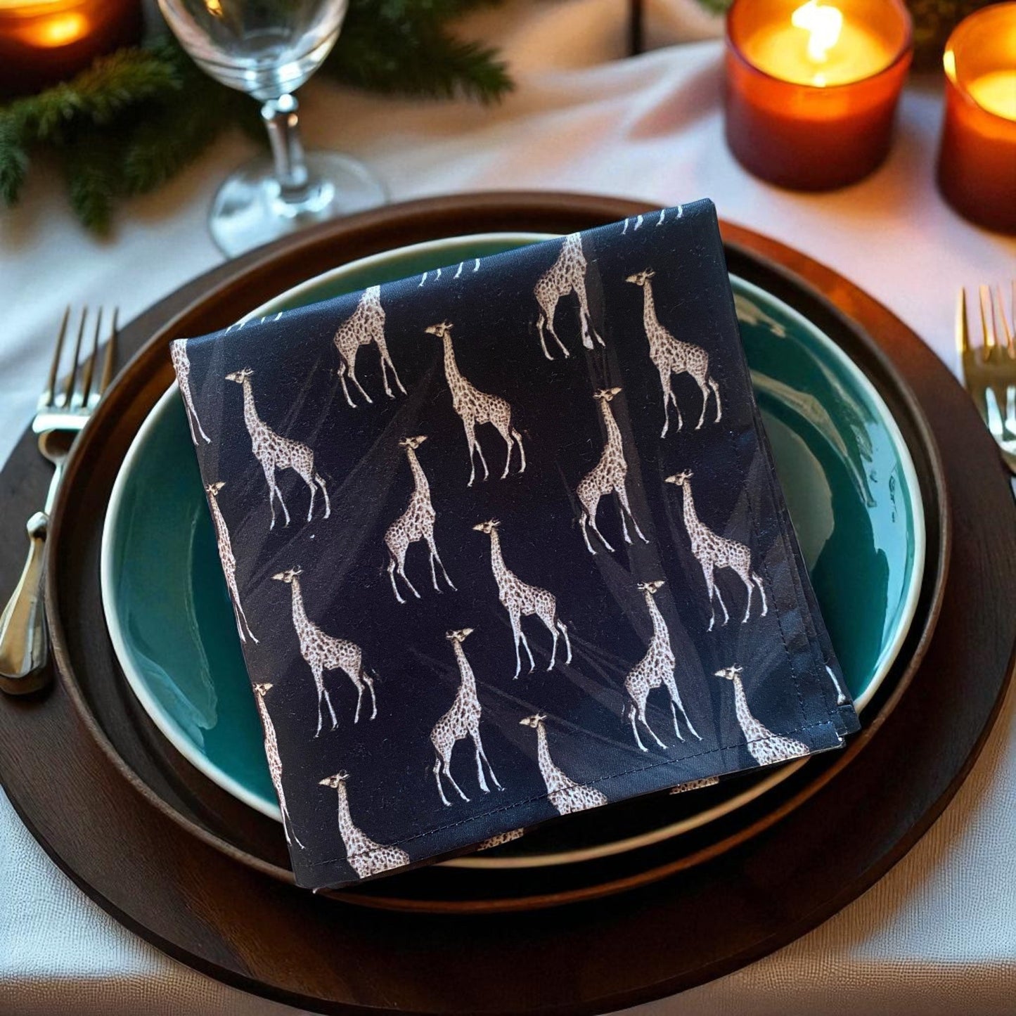 Set 2 Safari Luxe Giraffe Fabric Napkin - Dark Golden