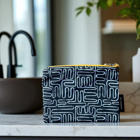 Safari Luxe Abstract Geometic Cosmetic Bag - Black