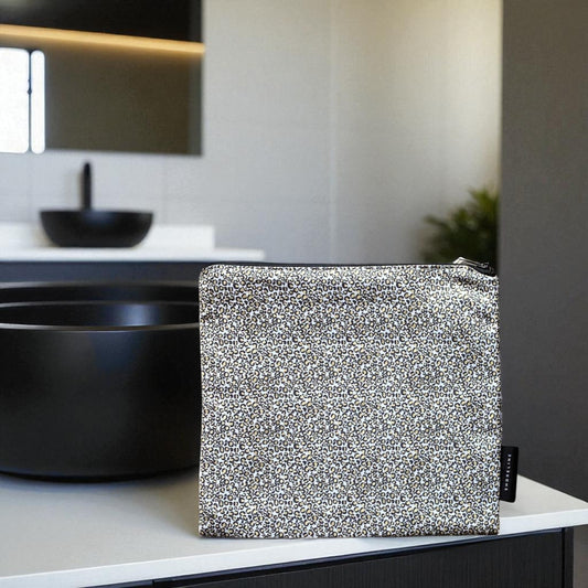 Safari Luxe Textured Leopard Print Toiletry Bag - Natural