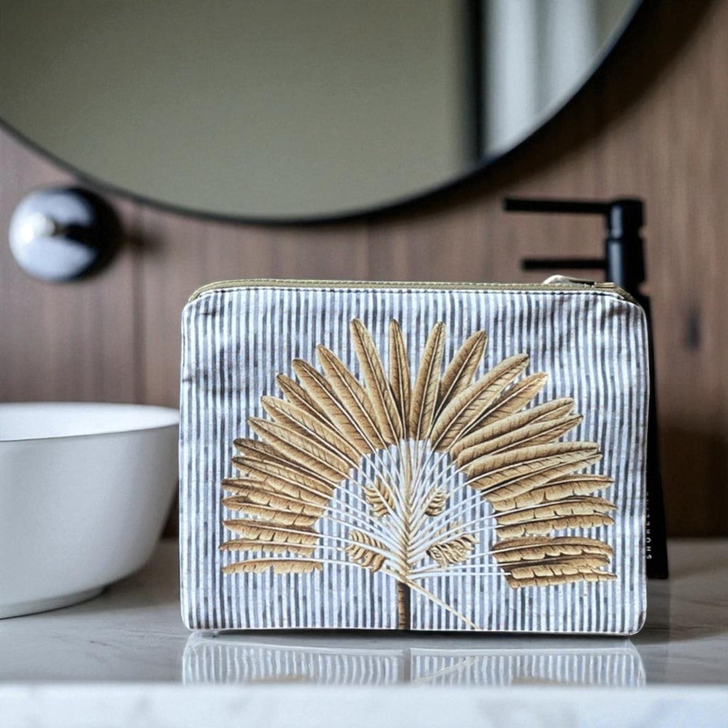 Palm Grove Cosmetic Pouch - Natural Stripe