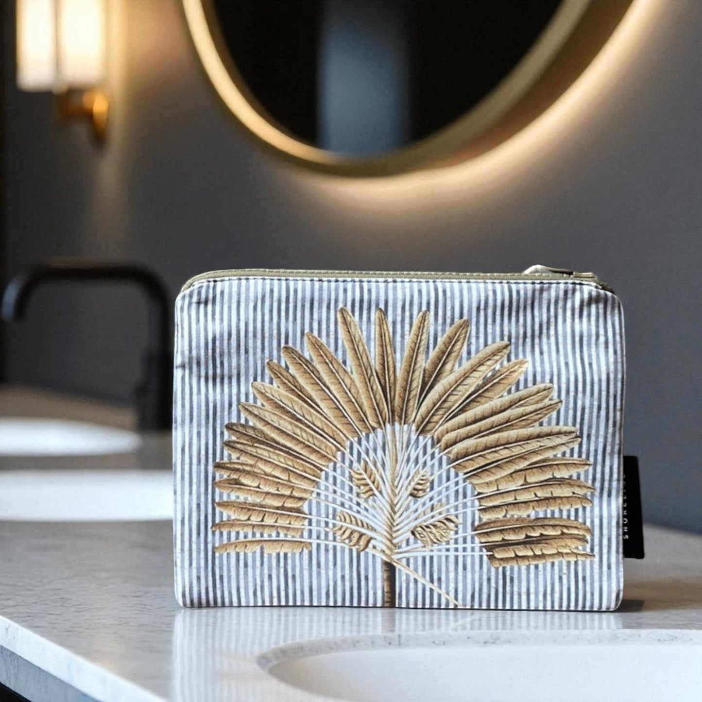 Palm Grove Cosmetic Pouch - Natural Stripe