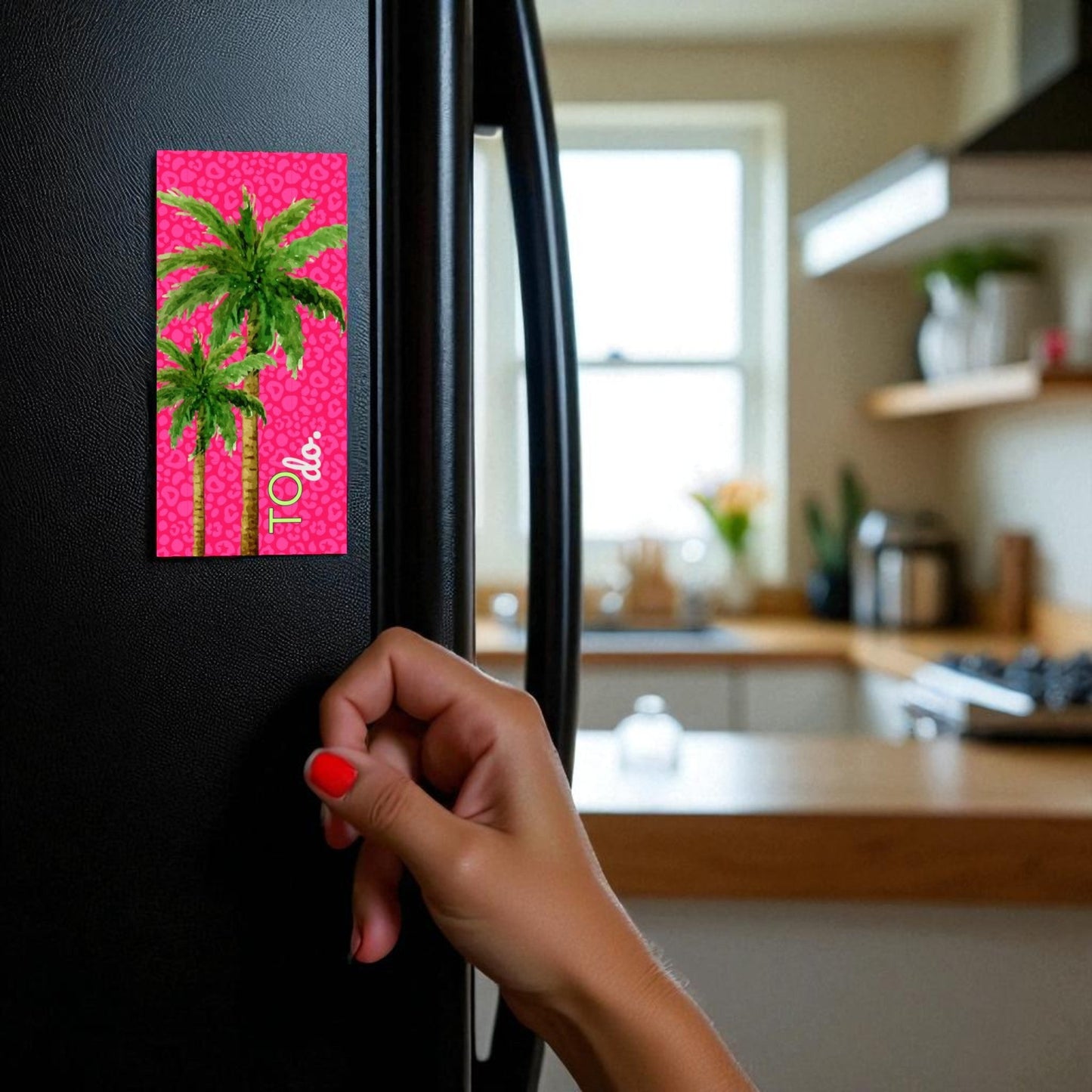Magnetic Notepad Hot Pink Leopard Palm Tree To Do - Pink