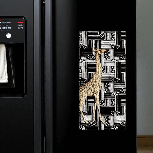 Magnetic Notepad Safari Luxe Art Deco Geometic Giraffe - Black Natural