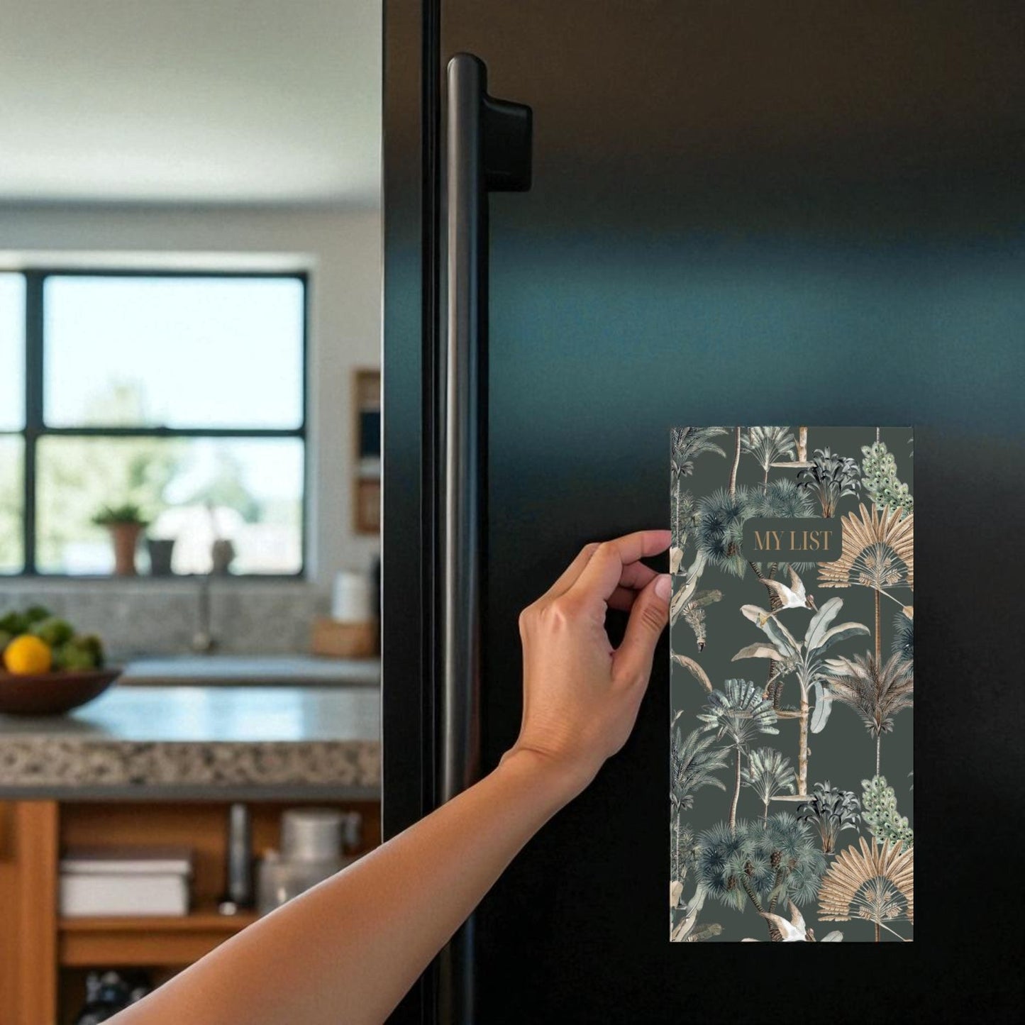 Magnetic Notepad Exotic Palm & Peacock - Emerald Green