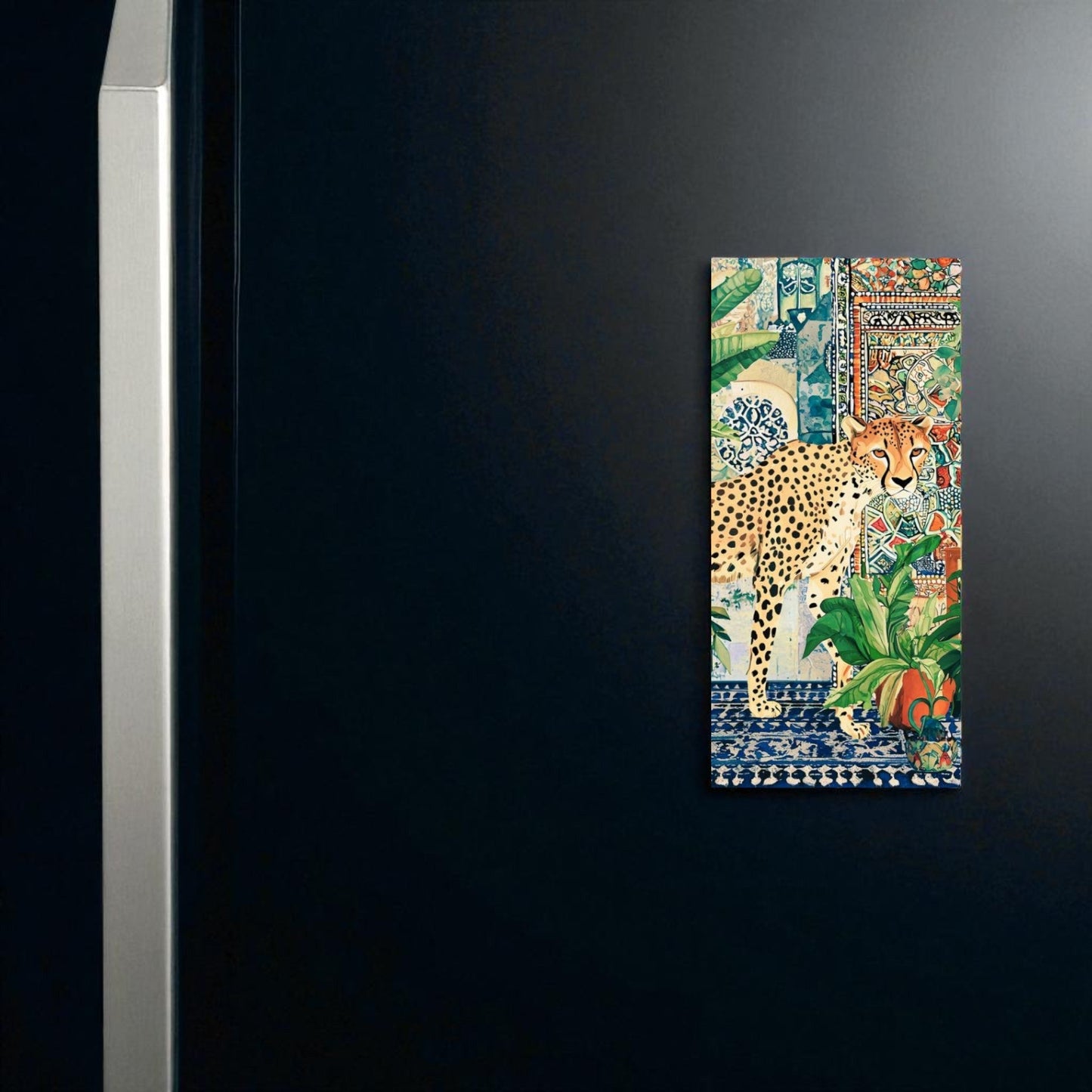 Magnetic Notepad Jungle Coast Cheetah Botanicals - Navy Blue