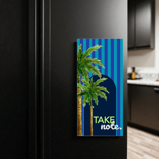 Magnetic Notepad Cabana Stripe Palm Tree Note - Blue