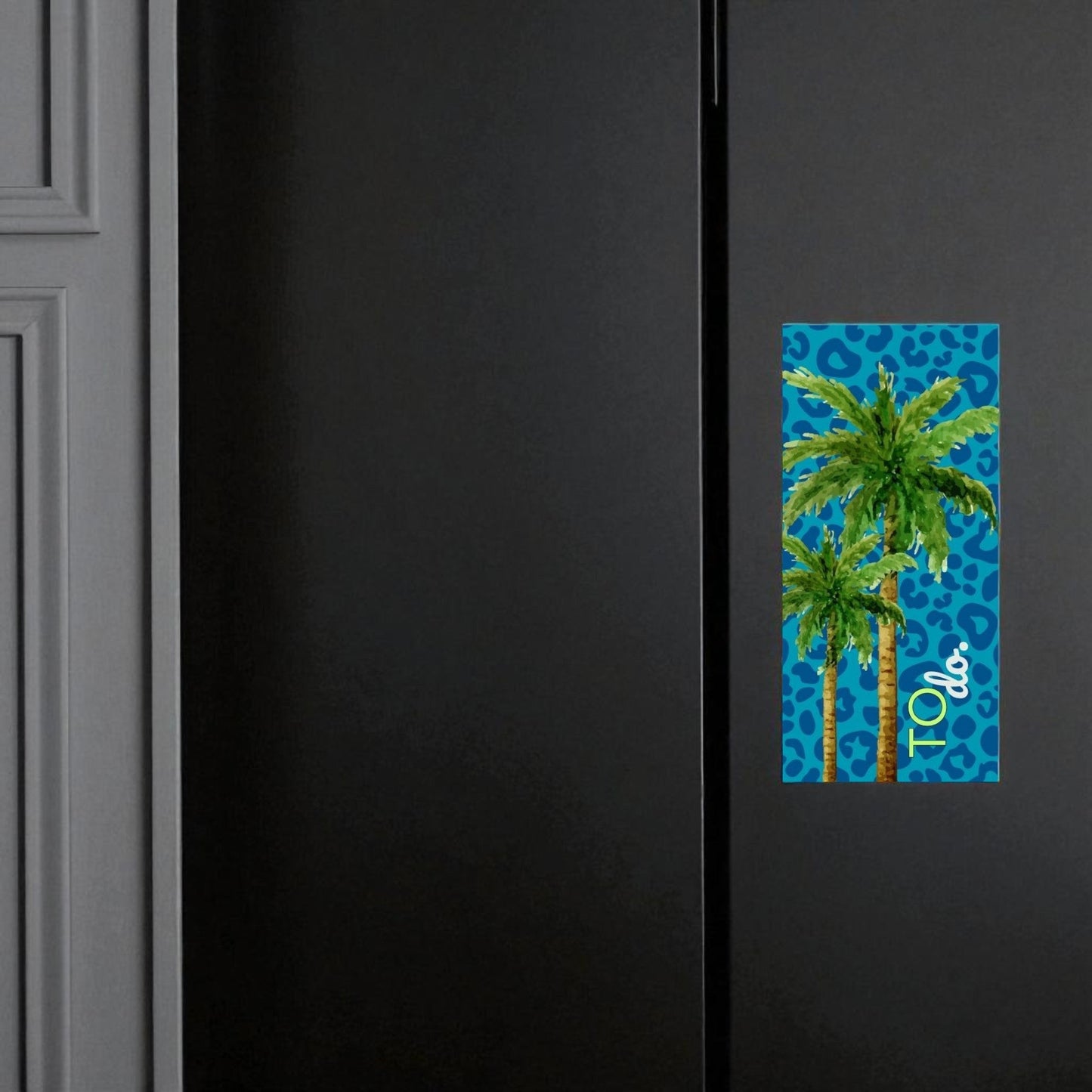 Magnetic Notepad Blue Leopard Print Palm Tree to do - Blue